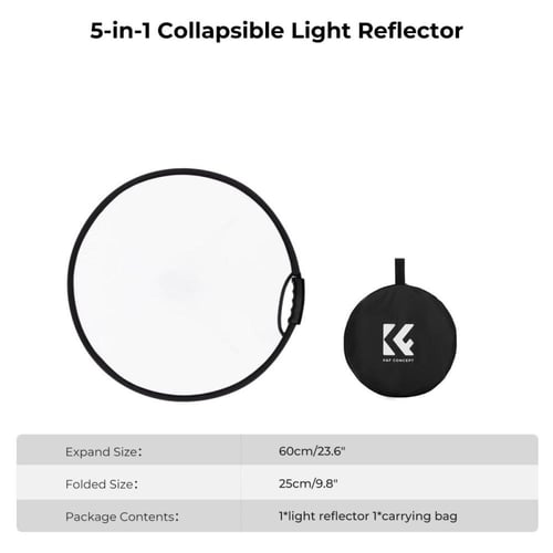 (K&F Concept 5-in-1 Circular Reflector with Handle...