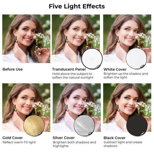 (K&F Concept 5-in-1 Circular Reflector with Handle...