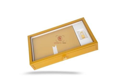 ألبوم اكريليك ذهبي مع حشو 20 صورة, A4+USB