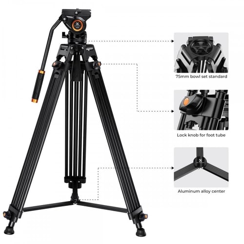 K&F Concept 1.8m Aluminum Video Camera Tripod Tran...