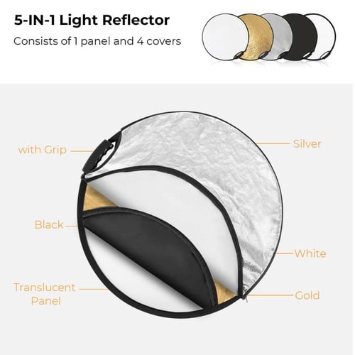 (K&F Concept 5-in-1 Circular Reflector with Handle...