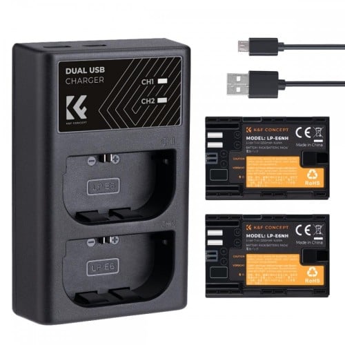 K&F Concept LP-E6NH rechargeable battery 2pcs + ch...