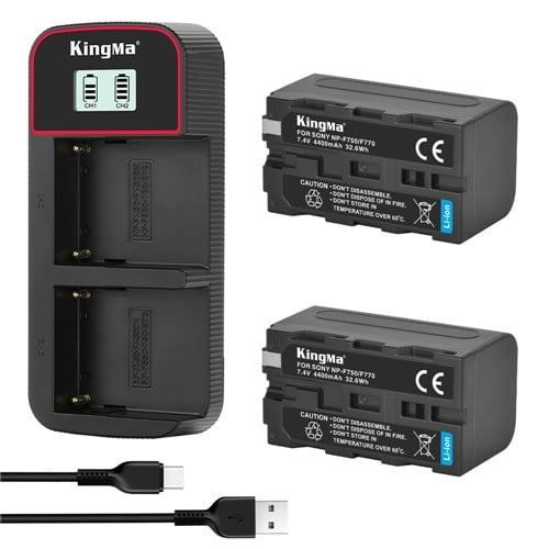 KingMa 4400mAh NP-F750 2-Pack Battery and LCD Dual...