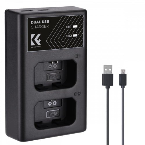 K&F Concept NP-FW50 Dual Slot Quick Charger, Micro...