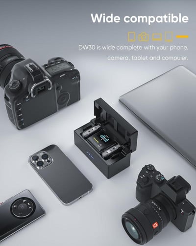 iRay DW30 Wireless Lavalier Microphone, 16GB Stora...