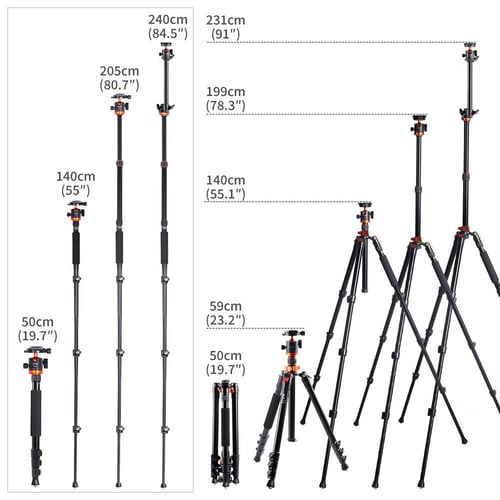 K&F Concept Overhead Camera Tripod Travel Tripod W...