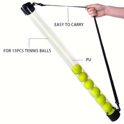 أنبوب حامل كرات تنس مع حزام للكتف (15 كرة) - tenni...