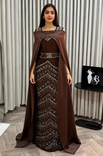 فستان نسائي سهره راقي لون بني محروق BRAND STAIL