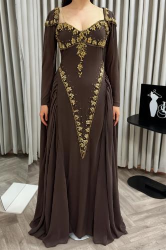 فستان نسائي سهره تطريز راقي لون جلكسي جذاب Brand S...