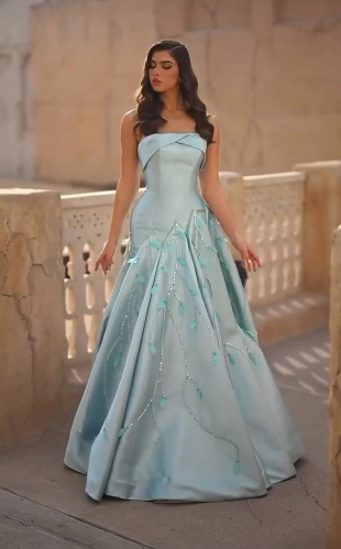 فستان نسائي سهره راقي لون لؤلؤي GOLIA