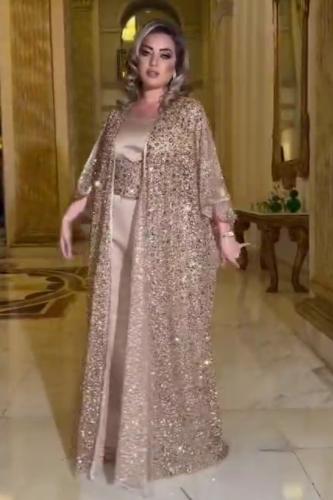 فستان نسائي سهره راقي قطعتين لون واحد For LEDY