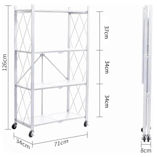 رف تخزين قابل للطي من اربعة طبقات لون (ابيض)