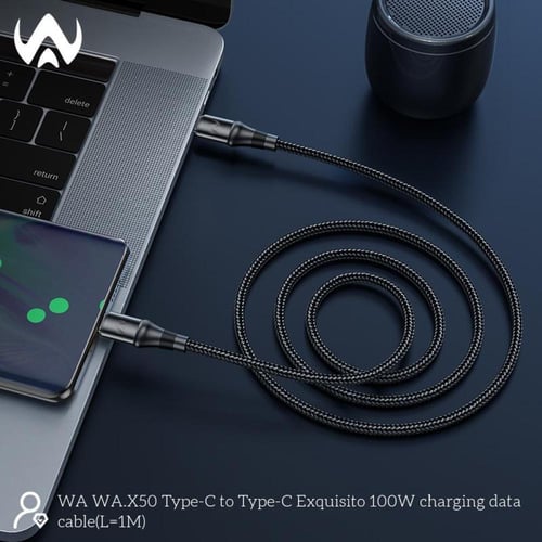 كيبل شحن قماش تايب سى - تايب سى بسرعة 100واط اللون...