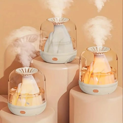 مرطب هواء البركان بسعة 900 مل وإضاءة ليلية جذابة ل...