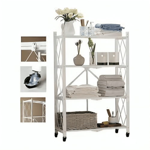 رف تخزين قابل للطي من اربعة طبقات لون (ابيض)