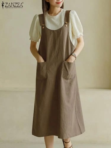 فستان بجيوب وبلا اكمام