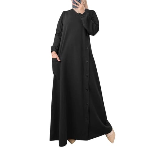 فستان إسلامي طويل برقبة دائرية