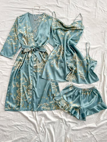 طقم بيجامة صيفي مريح بطباعة الكرز