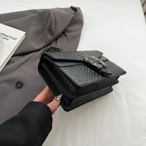 حقيبة كتف بسلسلة عصرية على الطراز القديم للنساء