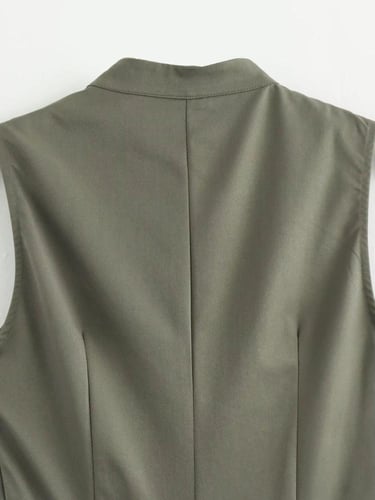 فستان صيفي طويل بسحاب ورقبة دائرية بدون أكمام