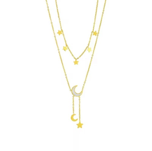 عقد القمر و النجوم الذهبي