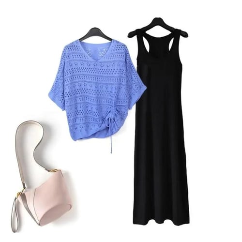 فستان طويل جوفاء مع بلوزة