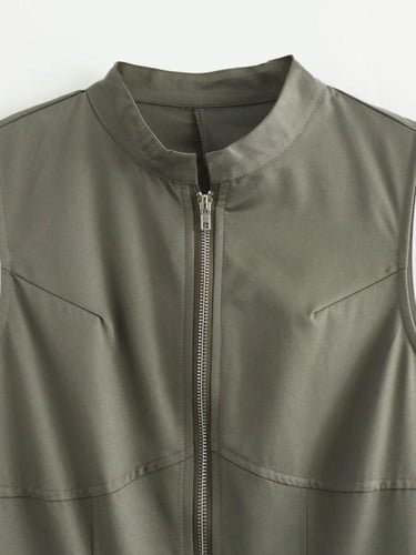 فستان صيفي طويل بسحاب ورقبة دائرية بدون أكمام