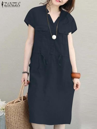 فستان بأكمام قصيرة