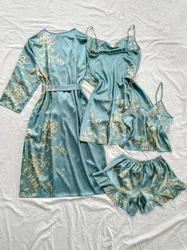 طقم بيجامة صيفي مريح بطباعة الكرز