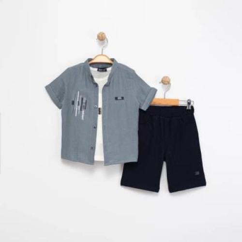 طقم ولادي من 3 قطع بشورت اسود مقاس اشهر صناعة تركي...