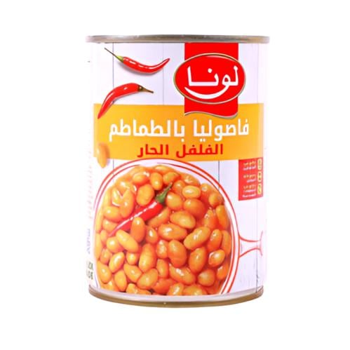لونا فاصوليا بالطماطم والفلفل الحار 380غ