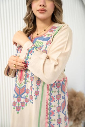 جلابية كتان صيفية تناسب اجواء الصيف SM - 3