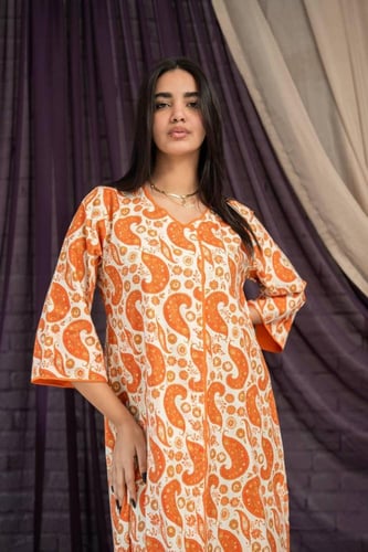 جلابية كتان مشجرة تصميم حصري يناسب كل المناسبات SM...