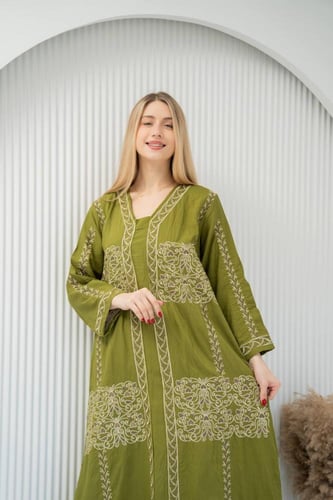 جلابية كتان مميزة لتصميم صيفي عصري SM -12