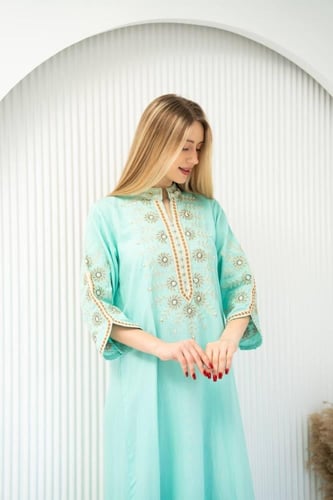 جلابية مطرزة فاخرة خفيفة جمال الموديل يليق بك SM -...