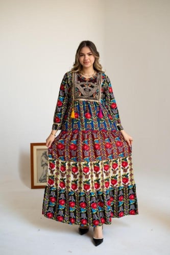 جلابية شالكي,واسعة بنقشة تقليدية ولمسه عصرية SM -...