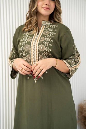 جلابية مطرزة فاخرة خفيفة جمال الموديل يليق بك SM -...