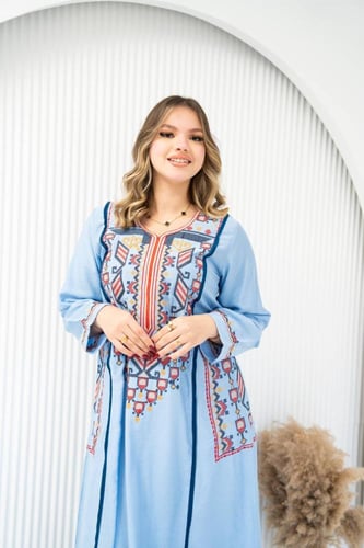 جلابية كتان صيفية تناسب اجواء الصيف SM - 3