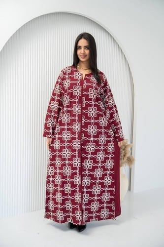 جلابية فخمة بتفاصيل مطرزة وتتميز بتطريز ناعم SM -...