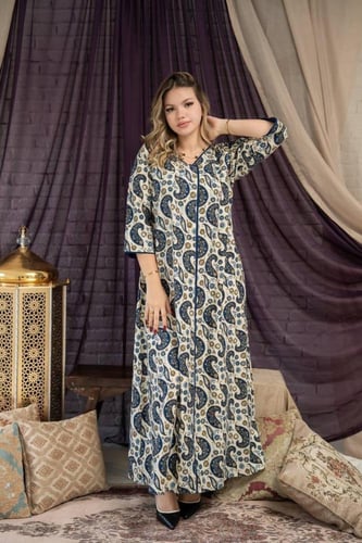 جلابية كتان مشجرة تصميم حصري يناسب كل المناسبات SM...