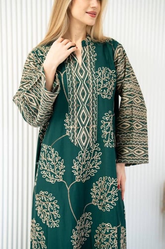 جلابية كتان تفاصيلها تحكي ذوقك قبل ما تتكلمين SM -...