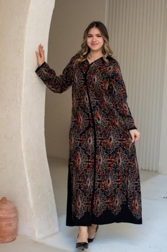 جلابية بتصميم انسيابي ونقوش راقية SM - 61