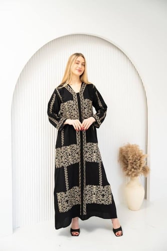 جلابية كتان مميزة لتصميم صيفي عصري SM -12