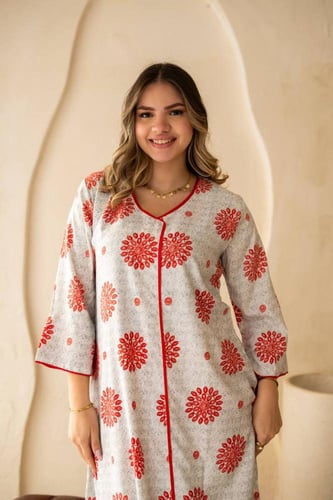 جلابية واسعة بخامة قطنية ناعمة SM - 71