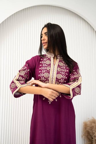 جلابية مطرزة فاخرة خفيفة جمال الموديل يليق بك SM -...