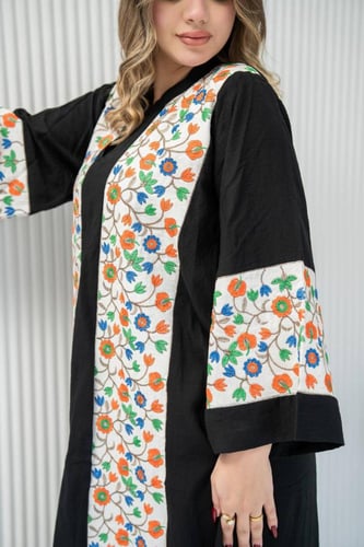 جلابية أنيقة بتصميم واسع مطبوع برسومات مطرز SM - 1...