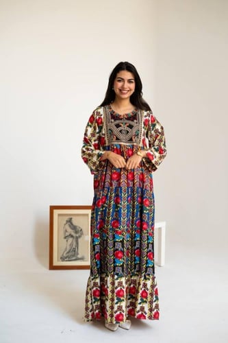 جلابية شالكي,واسعة بنقشة تقليدية ولمسه عصرية SM -...