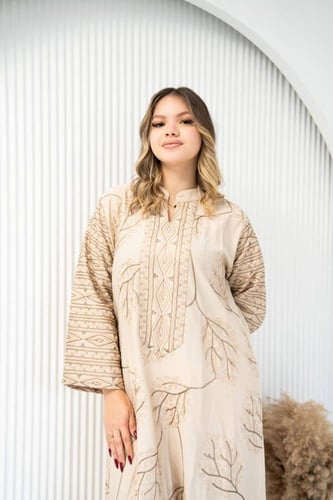 جلابية كتان تفاصيلها تحكي ذوقك قبل ما تتكلمين SM -...