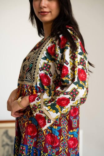 جلابية شالكي,واسعة بنقشة تقليدية ولمسه عصرية SM -...