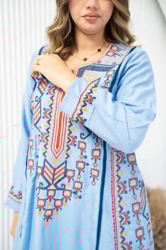 جلابية كتان صيفية تناسب اجواء الصيف SM - 3